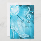 Disco Ball en Sparkle Heels Sweet 16 Lichtblauw Kaart (Voorkant)