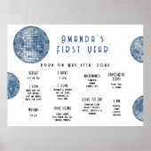 Disco ball First Birthday Milestone Birthday Poster (Voorkant)