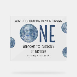 Disco Ball First Year 1st Birthday Party Acryl Bord