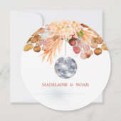 Disco Ball Floral Elegante Oranje bruiloft repetit Kaart (Achterkant)