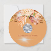 Disco Ball Floral Elegante Oranje bruiloft repetit Kaart (Achterkant)