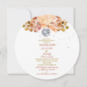 Disco Ball Floral Elegante Oranje bruiloft repetit Kaart (Voorkant)