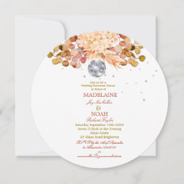 Disco Ball Floral Elegante Oranje bruiloft repetit Kaart