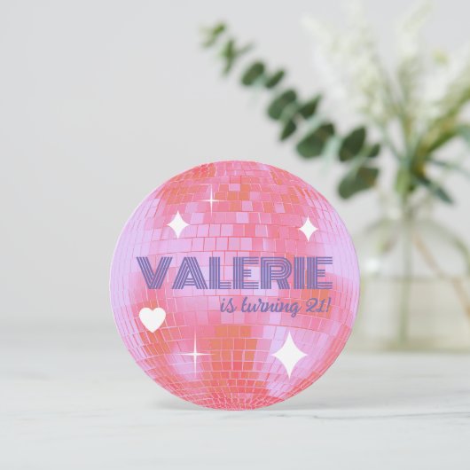 Disco Ball Gelukkige Verjaardag uitnodiging (Staand voorkant)