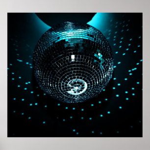 Disco Ball Glare, Nachtclub Achtergrond. Poster