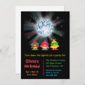 Disco Ball Glow en Dansende Birds Birthday Party Kaart (Voorkant / Achterkant)