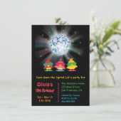 Disco Ball Glow en Dansende Birds Birthday Party Kaart (Staand voorkant)