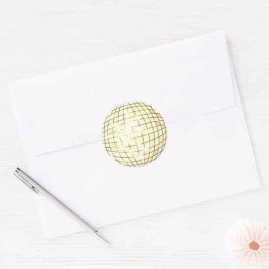 Disco Ball Gold Classic Round Sticker (Envelop)