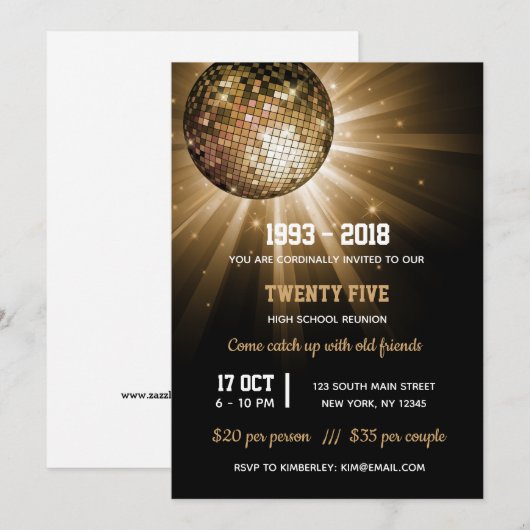 Disco ball gold kaart (Voorkant / Achterkant)