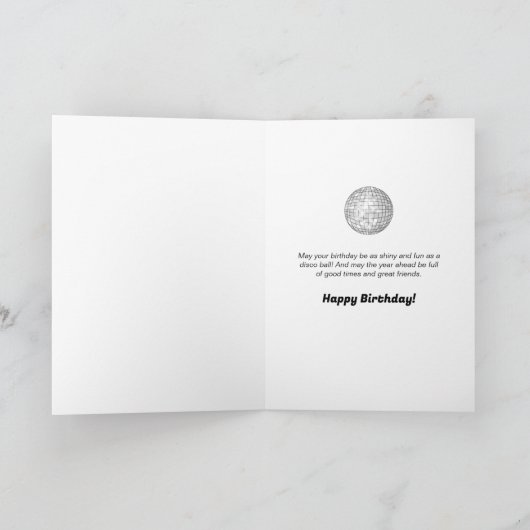 Disco Ball Groovy Birthday Greeting Kaart (Binnen)