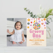 Disco Ball Groovy Een Afbeelding 1e Verjaardagsfee Kaart (Staand voorkant)