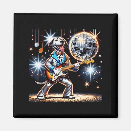 Disco Ball Guitar Dalmatian Dog Men Women Kids  Magneet (Voorkant)