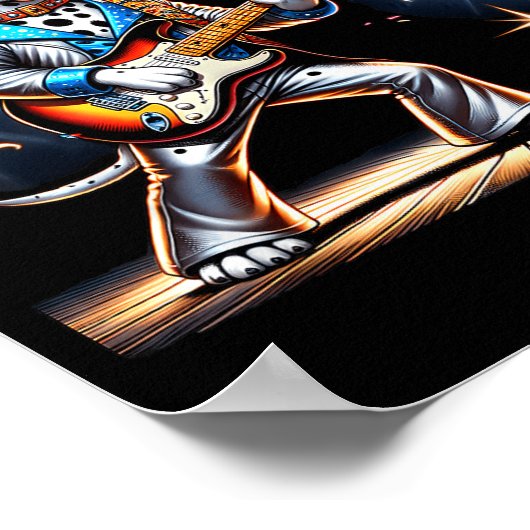 Disco Ball Guitar Dalmatian Dog Men Women Kids  Poster (Hoek)