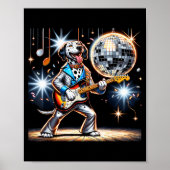 Disco Ball Guitar Dalmatian Dog Men Women Kids  Poster (Voorkant)