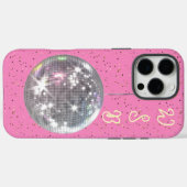 Disco Ball Hot Pink Gepersonaliseerde Initialen Case-Mate iPhone Case (Achterkant (horizontaal))