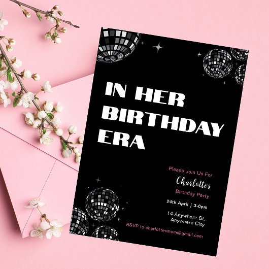 Disco Ball in haar verjaardag tijdperk welkomsttek Kaart