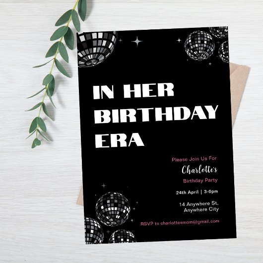 Disco Ball in haar verjaardag tijdperk welkomsttek Kaart