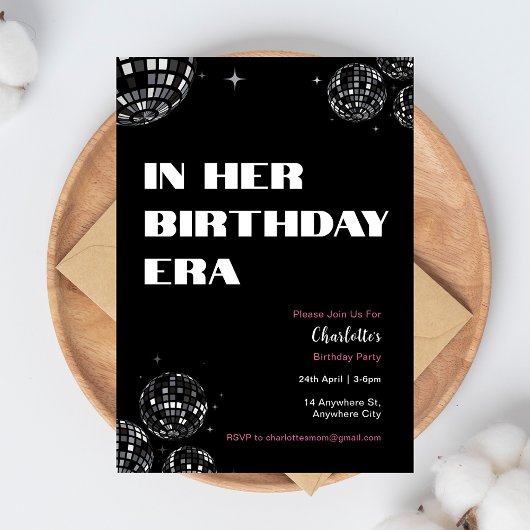 Disco Ball in haar verjaardag tijdperk welkomsttek Kaart