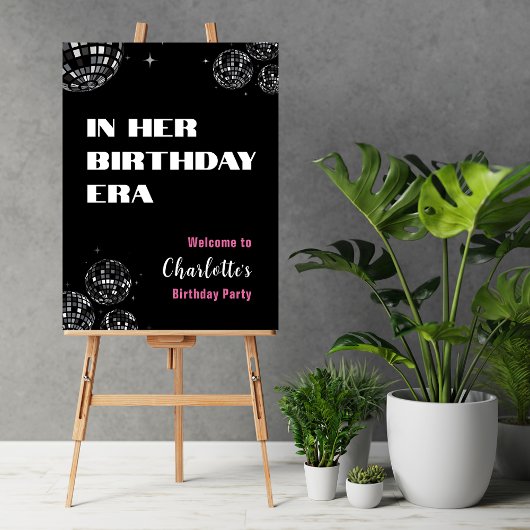 Disco Ball in haar verjaardag tijdperk welkomsttek Poster