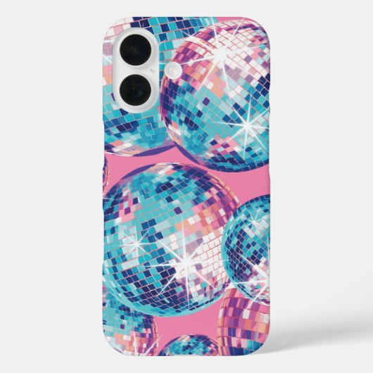 Disco Ball iPhone Case Roze Blauw Y2K (Achterkant)