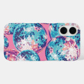 Disco Ball iPhone Case Roze Blauw Y2K (Achterkant (horizontaal))