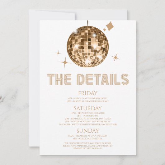 Disco Ball Laatste Disco Bachelorette Weekend Part Kaart (Achterkant)