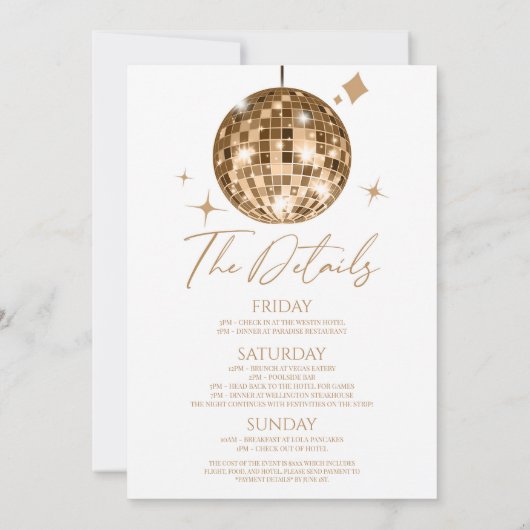 Disco Ball Laatste Disco Bachelorette Weekend Part Kaart (Achterkant)