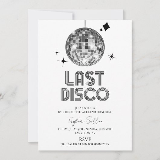 Disco Ball Laatste Disco Bachelorette Weekend Part Kaart (Voorkant)