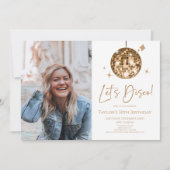 Disco Ball Laten we Disco Custom Foto Verjaardagsf Kaart (Voorkant)