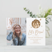 Disco Ball Laten we Disco Custom Foto Verjaardagsf Kaart (Staand voorkant)