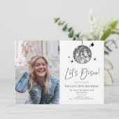 Disco Ball Laten we Disco Custom Foto Verjaardagsf Kaart (Staand voorkant)