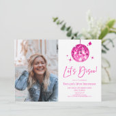 Disco Ball Laten we Disco Custom Foto Verjaardagsf Kaart (Staand voorkant)