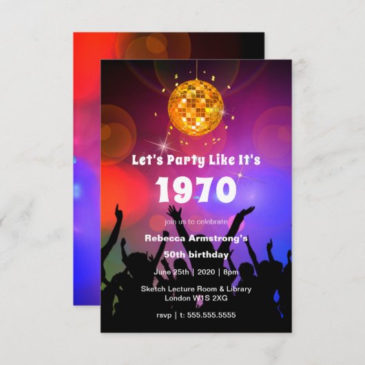 Disco Ball | Laten we feesten zoals het is | Geboo Kaart (Voorkant / Achterkant)