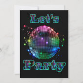 Disco Ball Let's Party Custom Invitation Kaart (Voorkant)