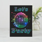 Disco Ball Let's Party Custom Invitation Kaart (Staand voorkant)