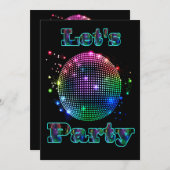 Disco Ball Let's Party Custom Invitation Kaart (Voorkant / Achterkant)