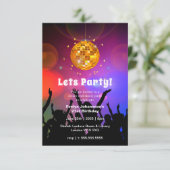 Disco Ball Let's Party  | Geboortedag Kaart (Staand voorkant)