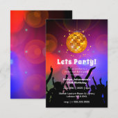 Disco Ball Let's Party  | Geboortedag Kaart (Voorkant / Achterkant)