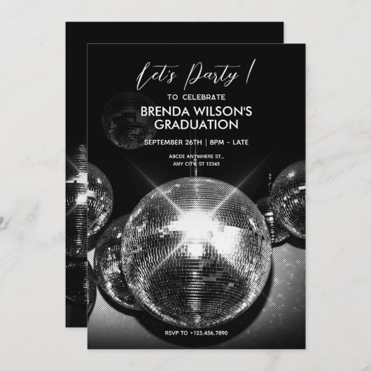 Disco Ball Lights Afstuderen Kaart (Voorkant / Achterkant)