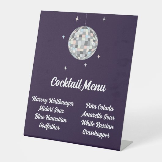 Disco Ball Menu Reclamebord Met Voetstuk (Voorkant)