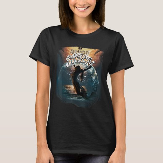 Disco Ball Mermaid Siren Mermaids in Palm Sunset T-shirt (Voorkant)