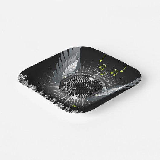 Disco Ball met Wings Papieren Bordje (Gebogen)