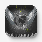 Disco Ball met Wings Papieren Bordje (Voorkant)