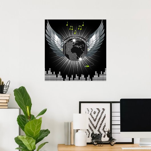 Disco Ball met Wings Poster