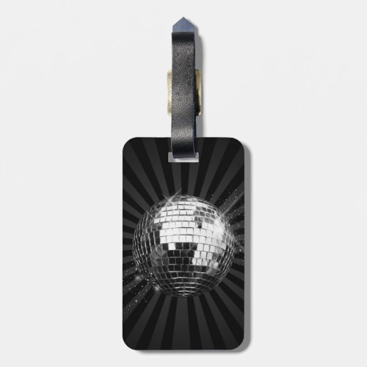 Disco Ball met zwarte achtergrond Bagagelabel (Achterkant verticaal)