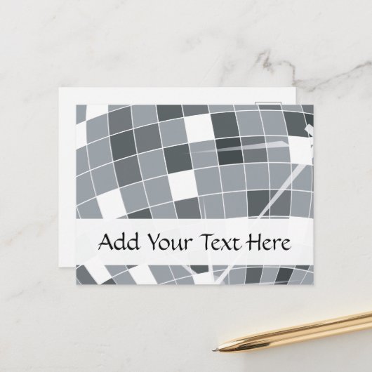 Disco Ball, Mirror Ball, Club, Nightclub, Party Briefkaart (Voorkant / Achterkant in situ)