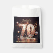 Disco Ball Music Notes Gold Glitter 70th Birthday  Bedankzakje (Voorkant)