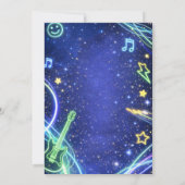 Disco Ball Neon Space Kids Birthday Party Invite Kaart (Achterkant)