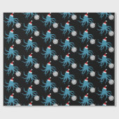 Disco Ball Octopus Santa Hoed Kerstmis Cadeaupapier (Vlak)