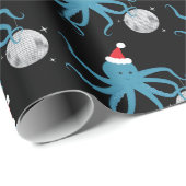 Disco Ball Octopus Santa Hoed Kerstmis Cadeaupapier (Rol Hoek)